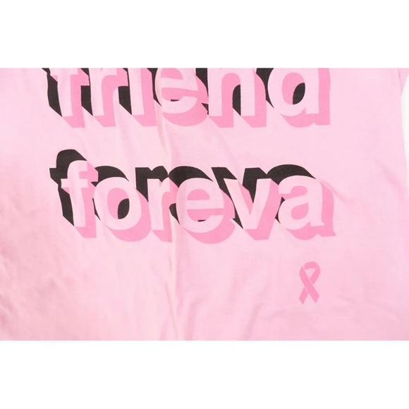 JEM COLLECTIVE Light Pink Breast Friend Forever Cancer Awareness Tshirt Medium - Picture 3 of 7